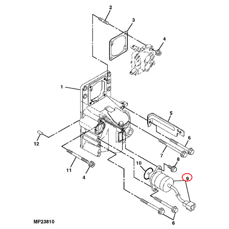 Perfecto para motor Yanmar 2V78C John Deere Tractor 355D GX355 Front Mower F735 - 12V Stop Solenoid M807176 355D, GX355, F735