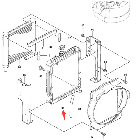 Reemplazo perfecto para Excavador Hitachi EX30 EX35 EX40UR EX40UR-2 - Agua Tanque Radiador Core ASS'Y 4294854 EX30,EX35,EX40UR,EX40UR-2