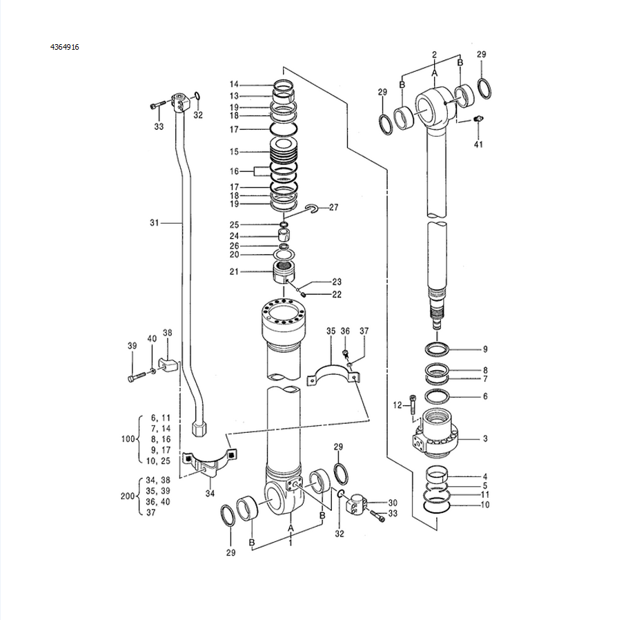 Compatible con Hitachi Excavador ZX200 ZX200LC ZX210 ZX210LC ZX210LCH Arm Cylinder Seal Kit 4364916 4448399 4477841 644 994 000 ZX200,ZX200LC,ZX210,ZX210LC,ZX210LCH