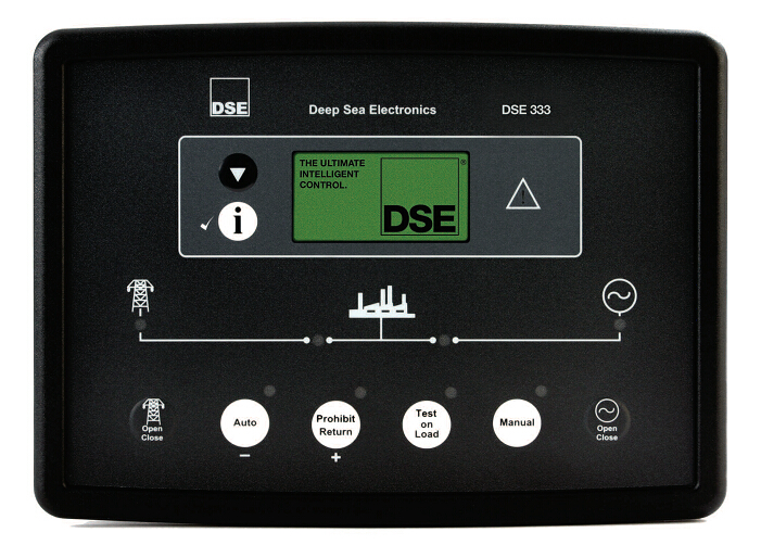 Compatible con Deep Sea DSE333 Auto Transfer Switch Control Module s. El módulo monitorizará el voltaje y la frecuencia de la fuente de alimentación de AC entrantes (utilidad) y en caso de fallo, emitirá un comando de inicio al sistema de control del gene