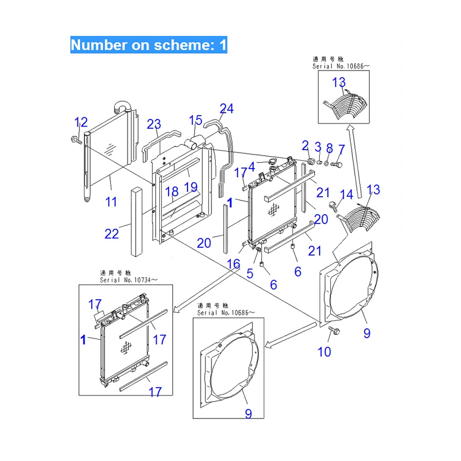 BUY For Komatsu Excavator PC30R-8 PC35R-8 PC40R-8 PC45R-8 Water Tank Radiator ASS'Y 20T-03-81111 for sale