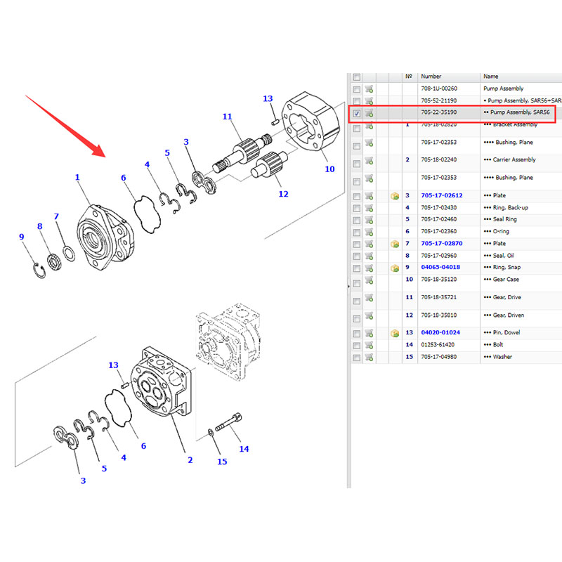 Buy Hydraulic Pump 705-22-35190 for Komatsu Excavator PC600-8 PC600-8E0 PC650LC-11 PC700LC-11E0