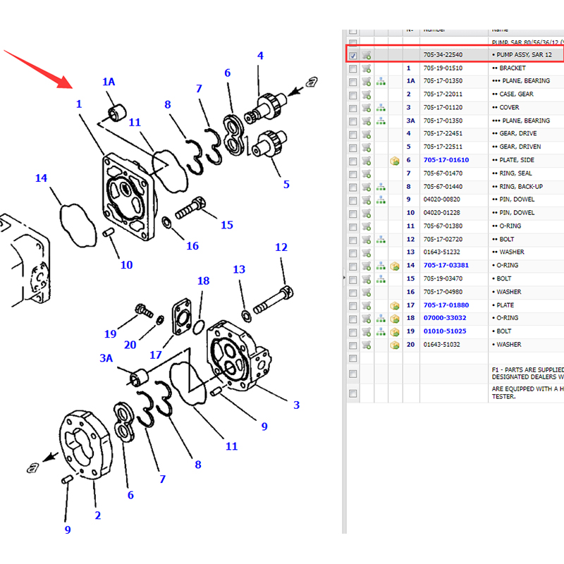 Buy Hydraulic Pump 705-34-22540 for Komatsu Wheel Loader WA380-1 WA380-1LC WA420-1 WA420-1LC