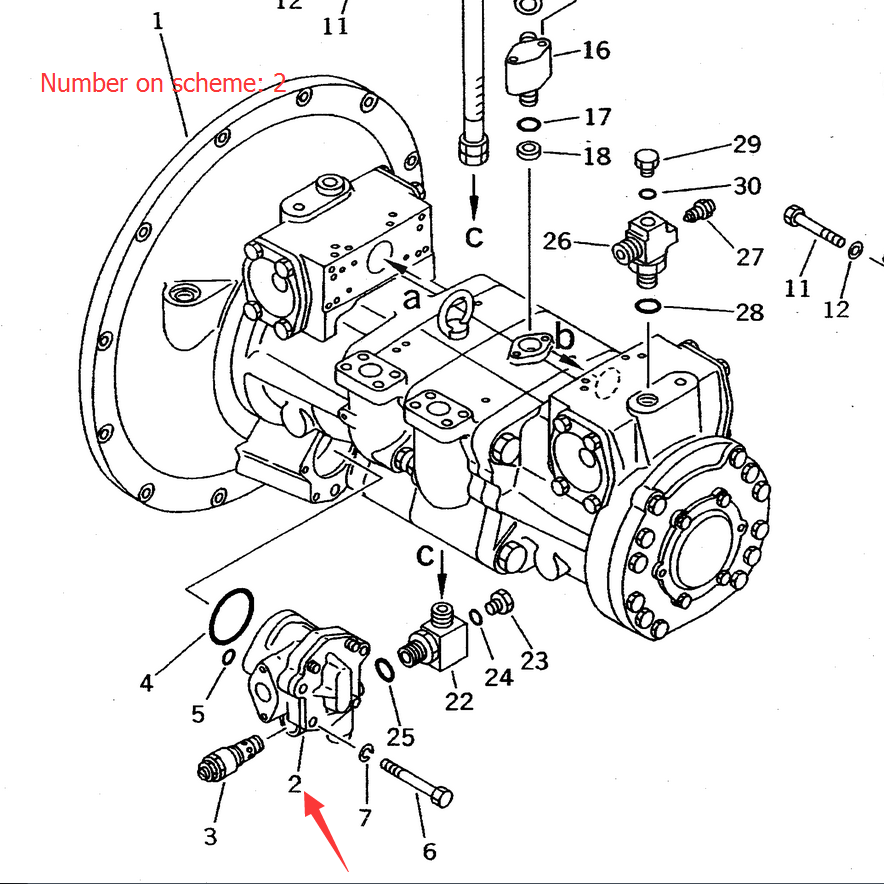 Compatible con KOMATSU Excavador PC310-5 PC410-5 Bomba de engranaje 704-23-30601 704-23-30600 7042330600 7042330601 PC310-5,PC410-5,PC310LC-5,PC410LC-5