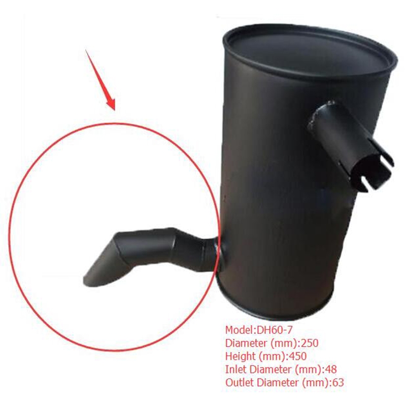 BUY Muffler Silencer for Doosan Excavator DH60-7 Inlet Diameter 48 mm for sale